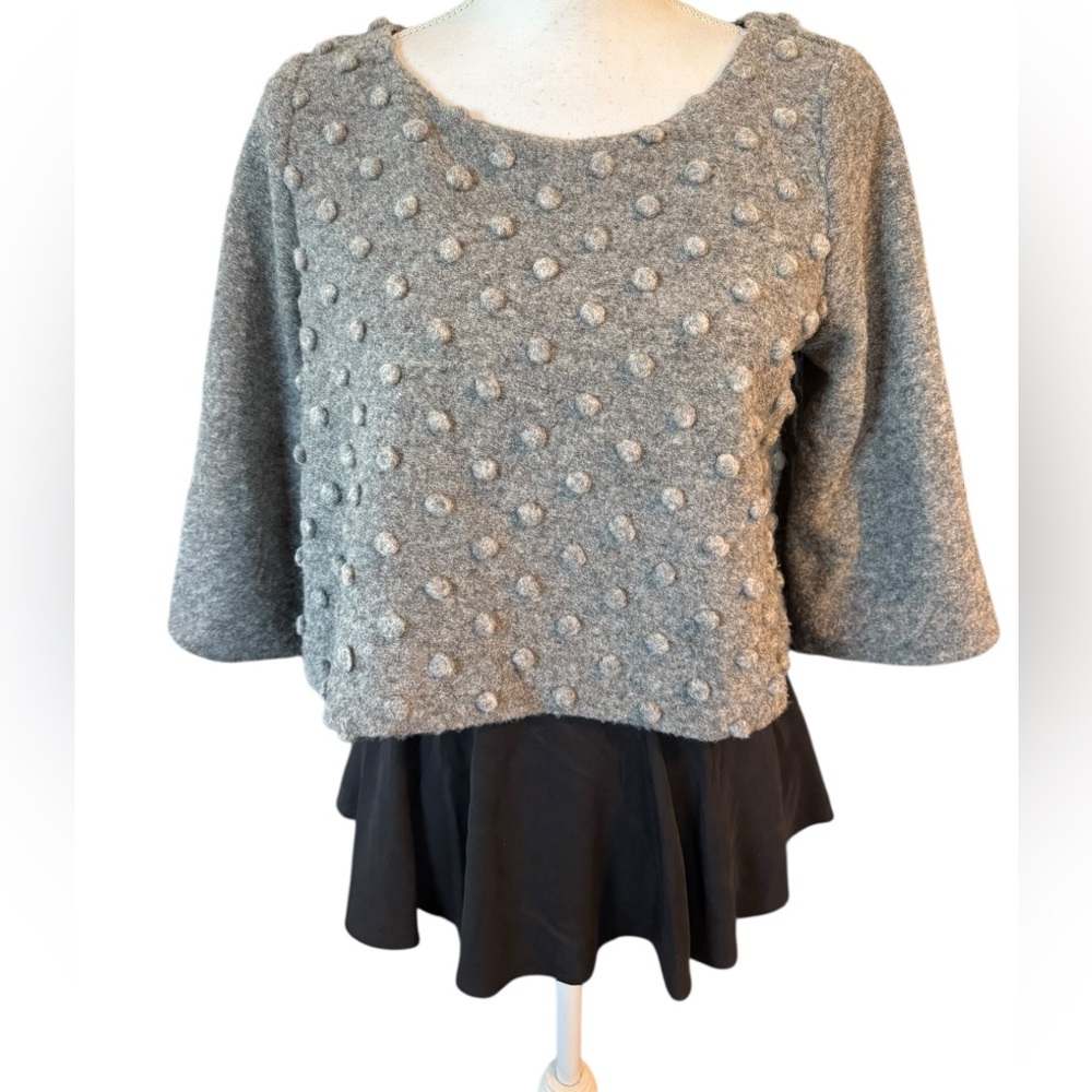 Amadi Anthropologie Kiara Ruffle Crop Top Virgin Wool Blend Layered Textured S